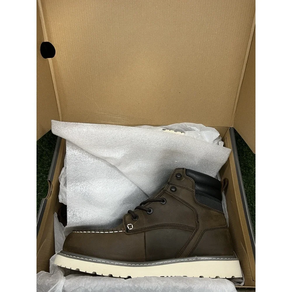 Size 10.5 EW - Wolverine TRADE WEDGE 6 IN SOFT TOE WP DARK BROWN  W230041